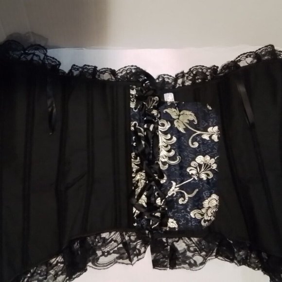 womans corset Chrismas Blue And Gold Style Size 5 K2 - Picture 3 of 4